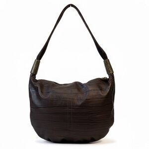 Maya Dark Brown Leather Hobo Bag structured tote